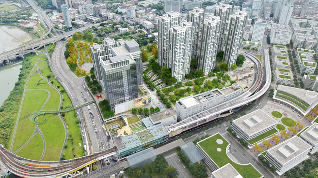 捷运十四张站暨南机厂捷运开发模拟图。（图／新北市政府捷运局提供）