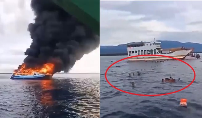 「亚洲菲律宾号」26日从东民都洛省出发，起火点位于第二层甲板，随后火势迅速蔓延开来。(图/截自推特) 