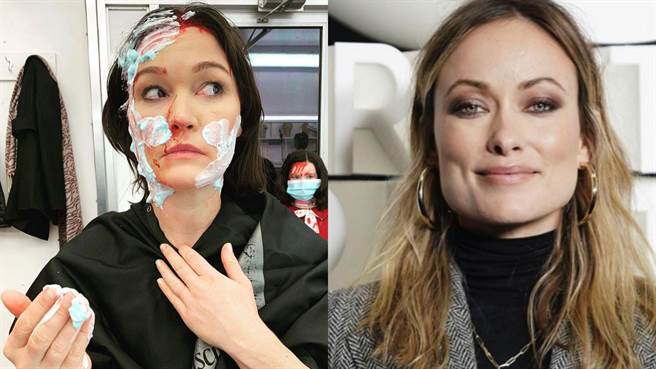 茱莉亚在片场清洗血浆，模样逗趣。（摘自missjuliastiles IG）