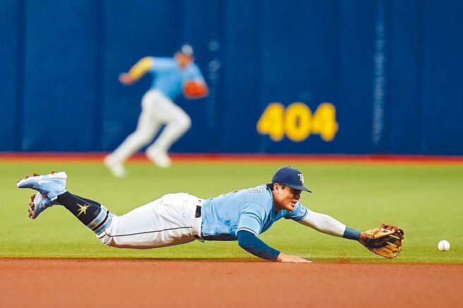 光芒击败天使拿下6连胜，张育成先发守游击，可惜4打数0安打。（美联社资料照）
