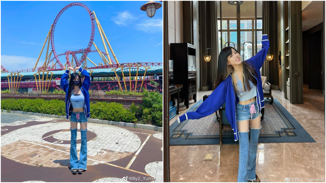 妹妹yumi曬出的照片，可看出她的身型相當消瘦。(圖/Yumi 微博)