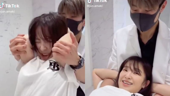 天木纯被男院长整骨，过程多次叫出声来。(图/天木纯 抖音)