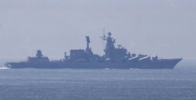 莫斯科号姐妹舰-乌斯季诺夫元帅离开了地中海，行动都被美国海军所掌握。(图/USNI)