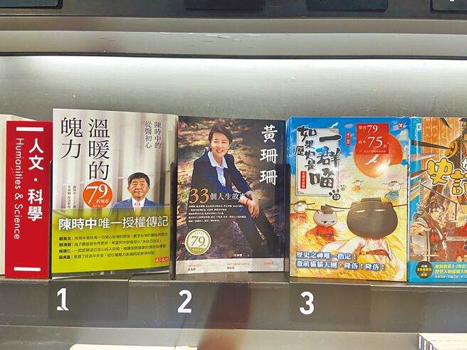 民进党台北市长参选人陈时中、台北市副市长黄珊珊接连出书，并在书店销售排行榜厮杀。（民眾提供／陈薏云台北传真）