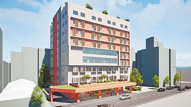 瑞芳医院目前规画1到3楼为医院，4楼为日照中心，5楼到9楼作为住宿式长照机构，B1为停车场，图为模拟图。（新北市卫生局提供／陈慰慈新北传真）