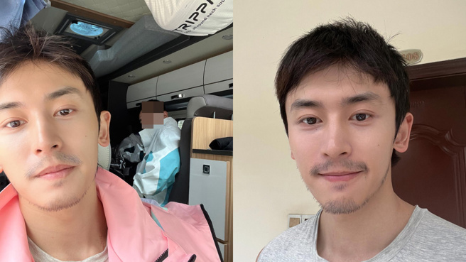 张哲瀚骑单车劳累，头髮、眉毛都没修可见一路十分辛苦。(图/张哲瀚 IG)