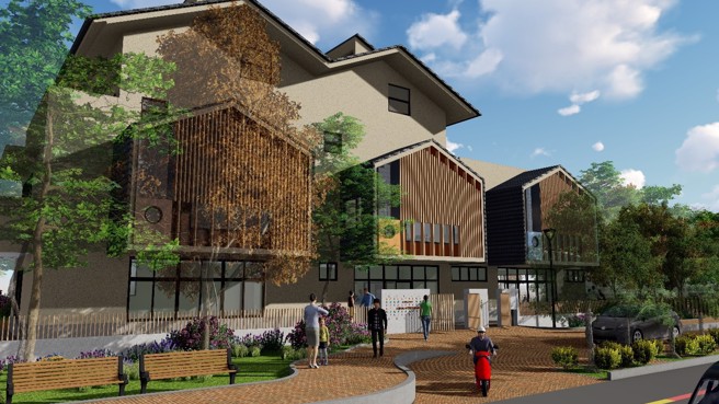 获得金质奖的大雅国小公共化幼儿园园舍，以基本几何形体做为建筑物造型，加强幼儿对形状认知的发展与联想。(图/台中市政府提供)