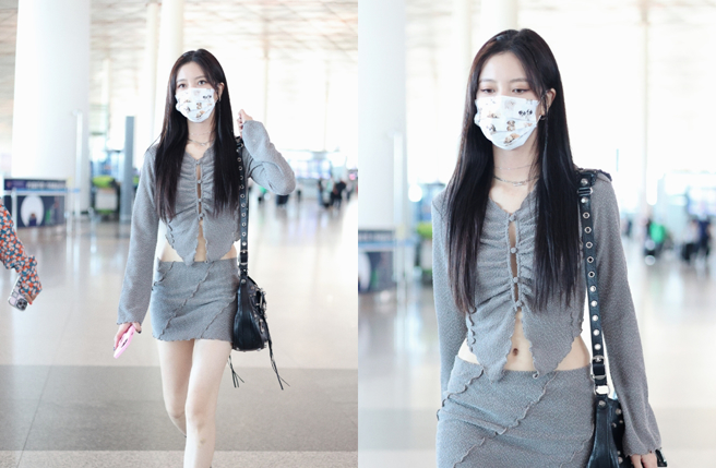 宋妍霏现身机场。（图／微博）