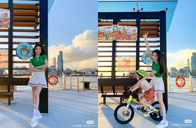 方媛曬出帶女兒出門的照片。（圖／方媛小紅書）