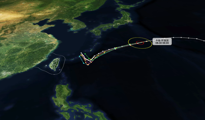 「轩岚诺」路径像打一个勾勾，未来将朝北移动。（翻摄NCDR）