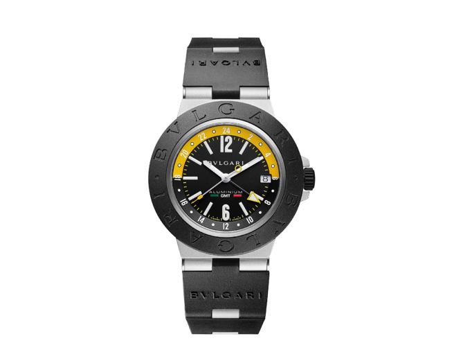 寶格麗以義大利航海家為名的BVLGARI Aluminium GMT Amerigo Vespucci特別版腕表，12萬2200元。（BVLGARI提供）