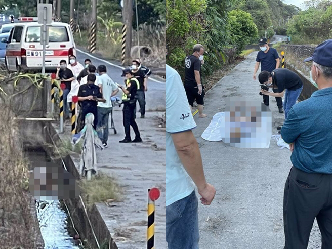 宜兰男子陈尸果园水沟内，死者在水深20公分的水沟呈现「盘坐」姿势，警方勘验身体无明显外伤，检方相验后确认死因为「心血管疾病自然死亡」。（民眾提供）