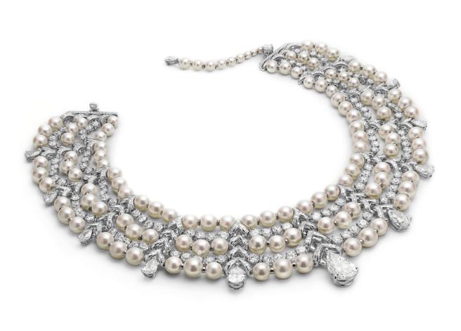 丽晶精品全球唯一BVLGARI CINEMAGIA系列顶级Diamond Sails钻石珍珠项炼，参考售价9500万元。（丽晶精品提供）