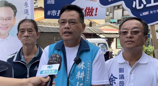 國民黨新竹市長參選人林耕仁（中）1日持續勤走基層，並公布首波競總人事名單。（林耕仁團隊提供／王惠慧新竹傳真）