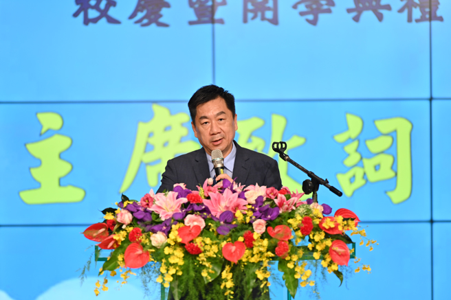 內政部政務次長陳宗彥主持警察大學校慶典禮。(警察大學提供)