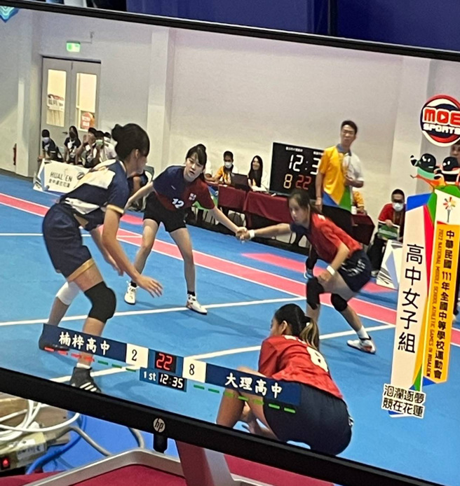 玄奘大学大传系参与111年全国中等学校运动会教育部卡巴迪赛事转播画面。(照片/玄奘大学提供)