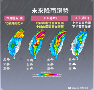 軒嵐諾外圍環流掃台灣 未來3天降雨一圖秒懂！這2地最危險