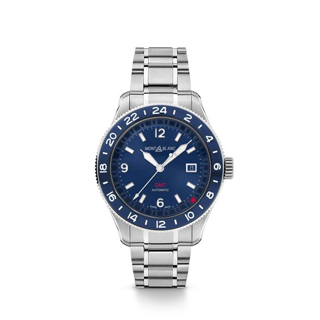 万宝龙1858系列GMT日期显示自动腕表，11万9300元。（Montblanc提供）