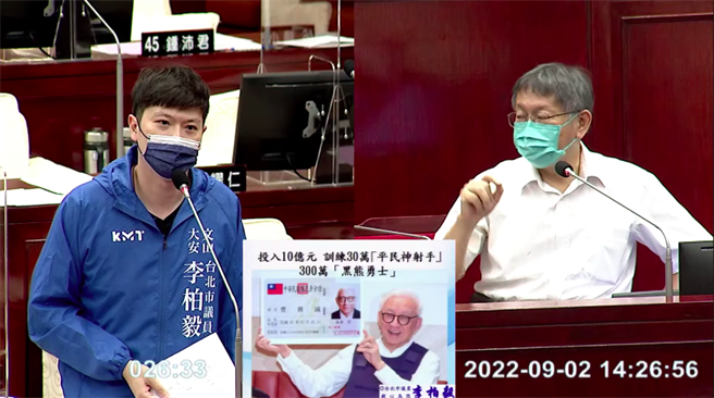 前联电董事长曹兴诚昨日宣投入10亿元，启动「保乡神射-台湾反入侵实弹神射手训练专案」，总目标是训练出30万名平民神射手；第二个计画要在3年内训练出300万名积极协助区域防卫的「黑熊勇士」，台北市长柯文哲今批评，凡事要看详细计画内容，凡事不能写SOP，「都是屁话啦」。（摘自议会YT／杨亚璇台北传真）