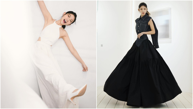 李千娜在婚礼穿上洋装，令网友大饱眼福。(图/李千娜 脸书)