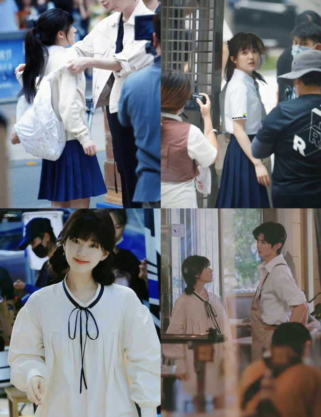 赵露思在新戏《偷偷藏不住》的清纯扮相也因此曝光。（图／微博）