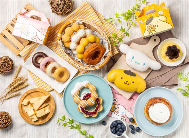 Mister Donut x三丽鸥大明星「大耳狗」和「布丁狗」推可爱甜甜圈。（Mister Donut提供）