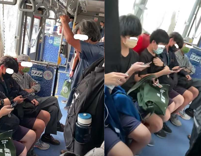 白髮阿伯一上公車就要求南一中學生讓位，學生不讓還打到學校告狀。(翻攝自爆料公社)