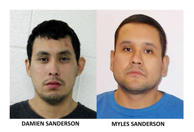 2名男性嫌犯4日在加拿大萨克其万省（Saskatchewan）多处持刀攻击，酿成10死、18伤，其中一名嫌犯达米恩．桑德森（Damien Sanderson，上图左）已被发现身亡，遗体有明显伤势。（图／路透社、加拿大皇家骑警提供）