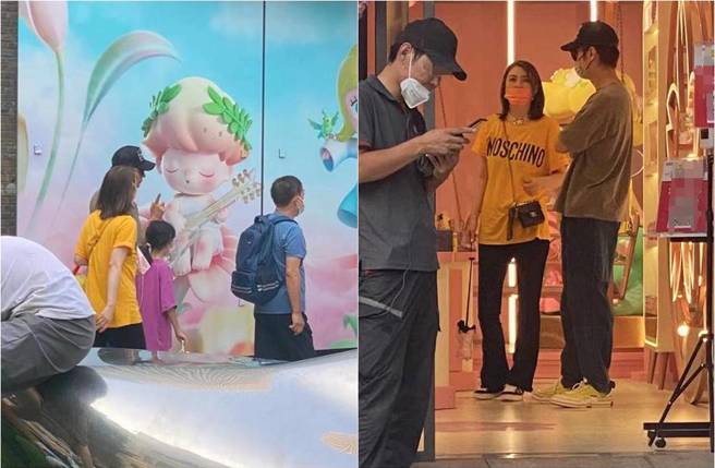 野生洪欣和张丹峰带女儿到商场逛街。（图／取材自新浪娱乐）