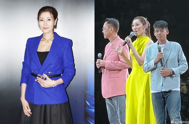 李嘉欣昨参加慈善晚会，老公许晋亨、儿子许建彤三人罕见同台。（图／达志影像；翻摄自凤凰网娱乐微博）