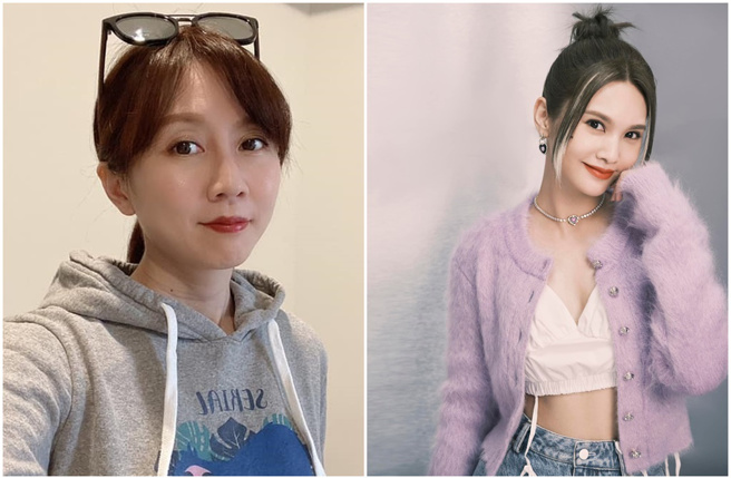 网红中古小姐（左）针对杨丞琳海鲜论做出评论。(中古小姐 脸书)