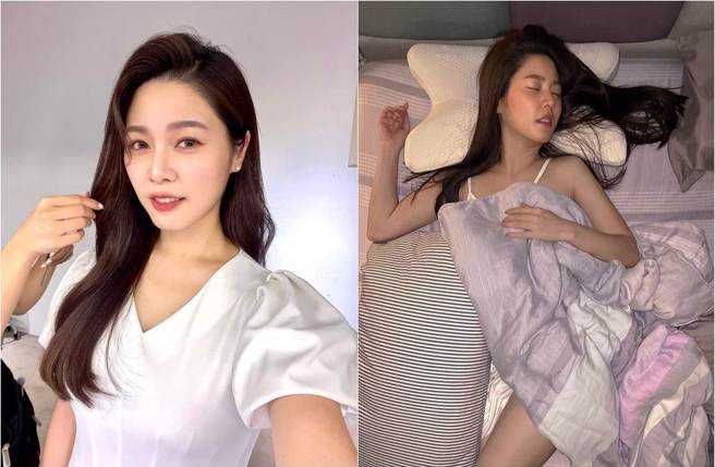 白家綺被老公出賣熟睡照（右）。（圖／取材自白家綺、吳東諺 Josh Wu臉書）