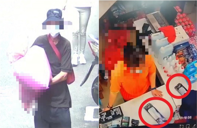 據悉兇嫌4日曾到萬華一處生活百貨買2把菜刀，疑似就是為了支解屍體，此外他捧著疑似裝有屍塊的垃圾袋畫面也曝光，令人不寒而慄。（翻攝畫面）
