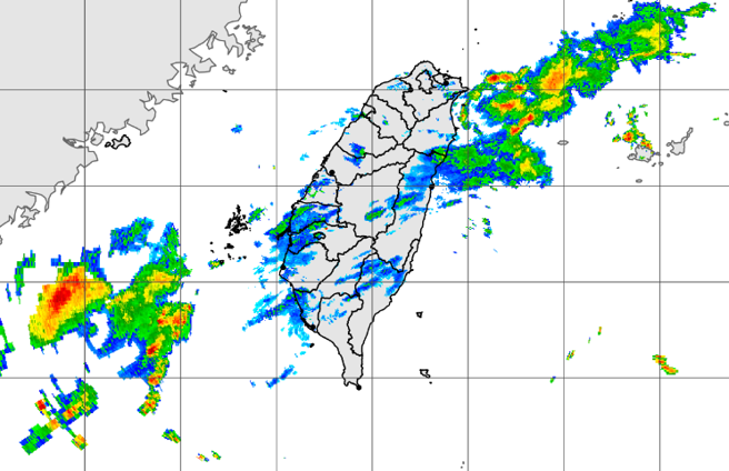 受东北风影响，今全台天气不稳定，迎风面有阵雨机率。（中央气象局提供）