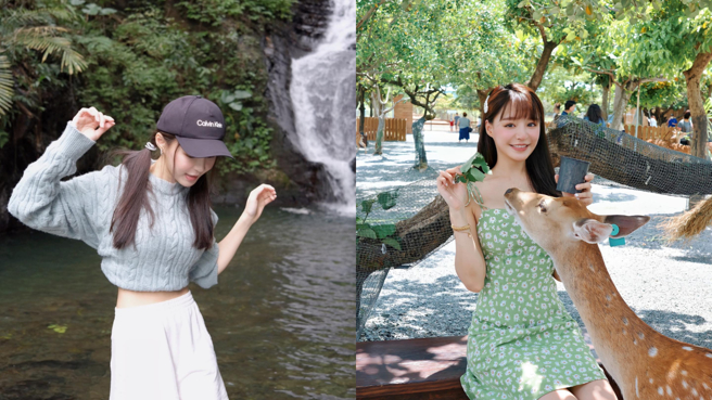 元元很会体验生活，连瀑布秘境跟鹿场都去过。(图/元元 IG)