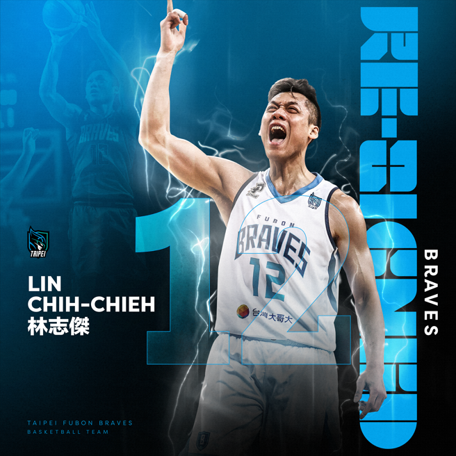 「野兽」林志杰与台北富邦勇士正式续约2年。（台北富邦勇士提供）