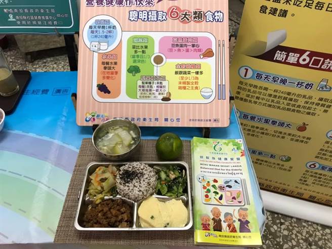 营养师赖仁杰透过「我的餐盘」图卡，指导地方妈妈如何简单明瞭食材搭配。（赖仁杰提供／吴建辉彰化传真）