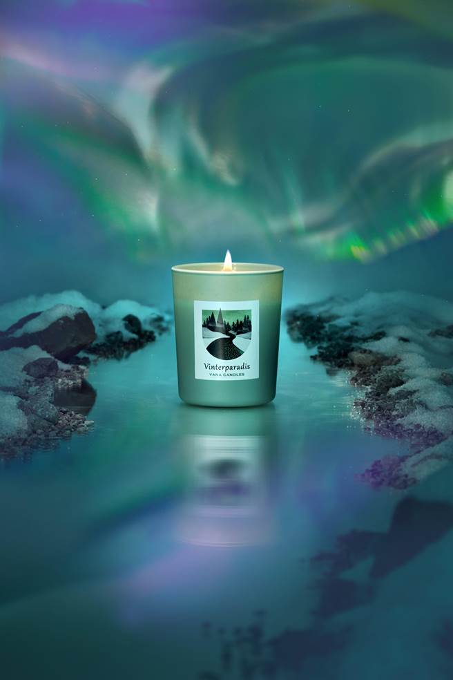Vana Candles 瑞典天然植物蜡香氛蜡烛 北欧幻彩袖珍系列【Vinterparadis 雪国幻境】 -温暖香料调。（Vana Candles提供）