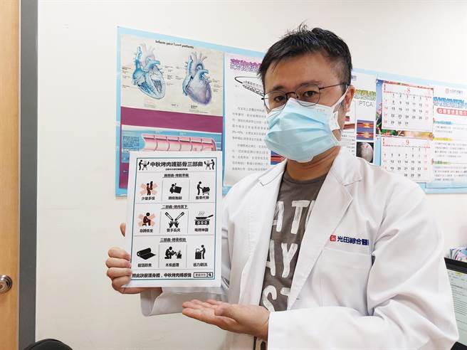 光田综合医院骨科医师严可伦建议民眾，烤前准备、烤肉当下、烤后收拾，应参考相关要领，让每次烤肉都买得开心、吃得尽兴、清洁省力。（光田医院提供）