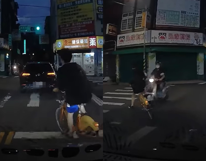 驾驶因不满路口被男学生骑Ubike危险切车，看到男学生擦撞车祸时，脱口说出「活该」2字。（翻摄自脸书爆废公社）