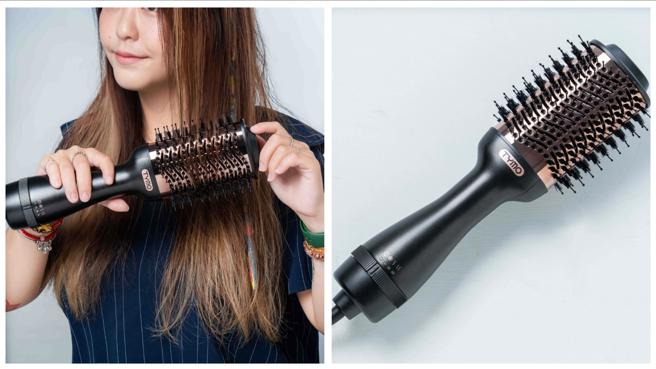 造型师教学 负离子热风梳5-10分钟搞定顺滑直髮造型（石智中 摄）