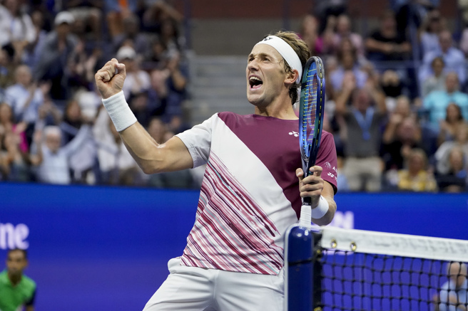 挪威鲁德今年两度在四大公开赛男单决赛不敌西班牙选手。（美联社）