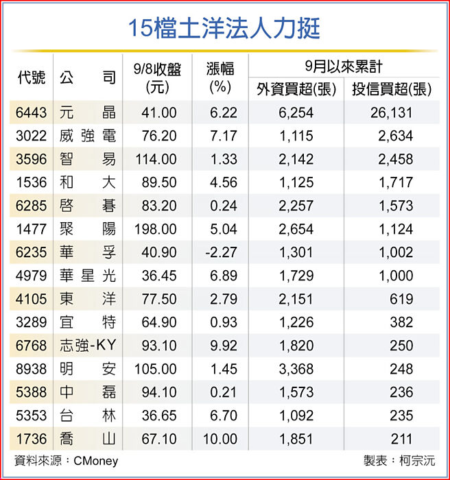 15檔土洋法人力挺