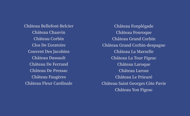 本次参与酒庄名单。(图／圣爱美浓级数酒庄联合会提供)