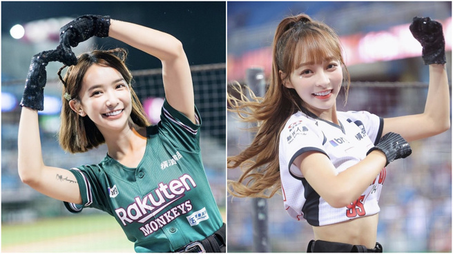 兩大啦啦隊女神身穿比基尼，一同較勁。(圖/林襄IG、張雅涵 IG)