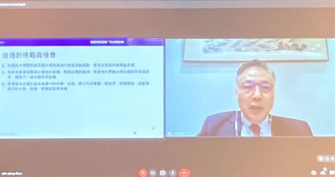 SEMI执委会副主席、日月光半导体执行长吴田玉今以视讯在展前记者会进行演讲。（陈柔蓁摄）