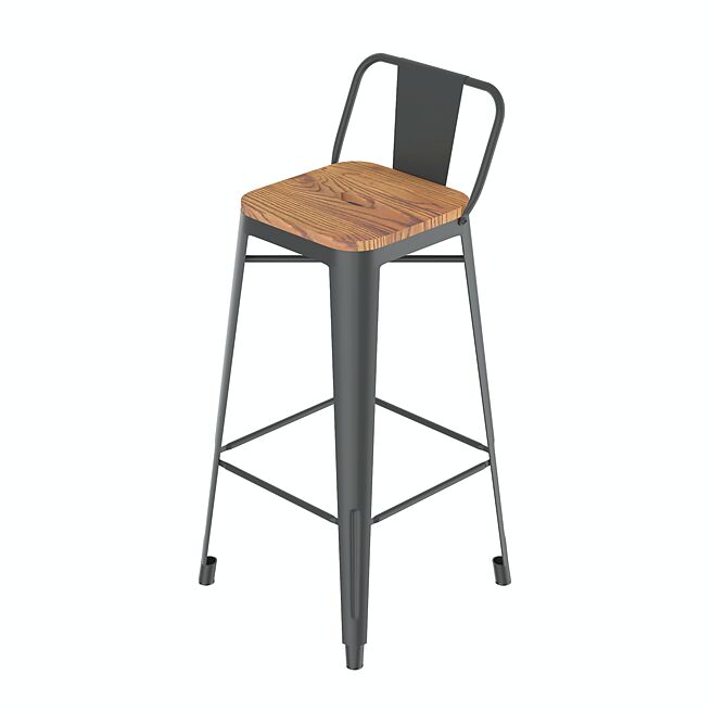 特力屋的吧台高脚椅走欧美工业Loft风，可靠背设计提高椅面稳定性，价格店洽。（特力屋提供）