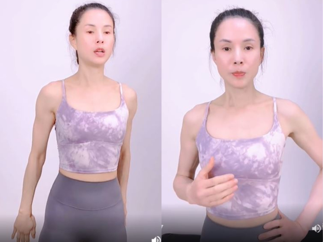 李若彤穿瑜珈裤健身，秀出绝妙S曲线体态。(图/李若彤 小红书)