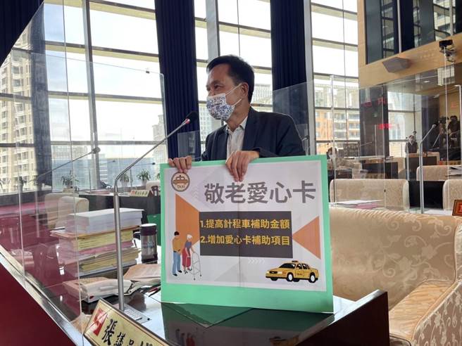 台中市议员张耀中促市府将敬老爱心卡计程车补助提高到100至200元。（张耀中提供／张亦惠台中传真）