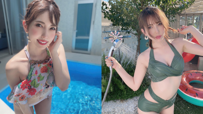 波多野结衣手一拿开后，胸前巨弧曲线非常养眼。(图/波多野结衣 IG)